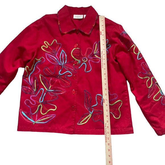 Colorful Floral Embroidered Button-Up Jacket Size M By Studio Works - Picture 6 of 11